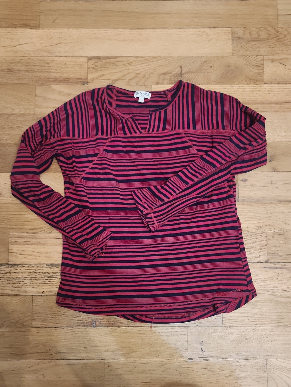 Splendid Girls Pink and Navy Striped Long Sleeve Tee